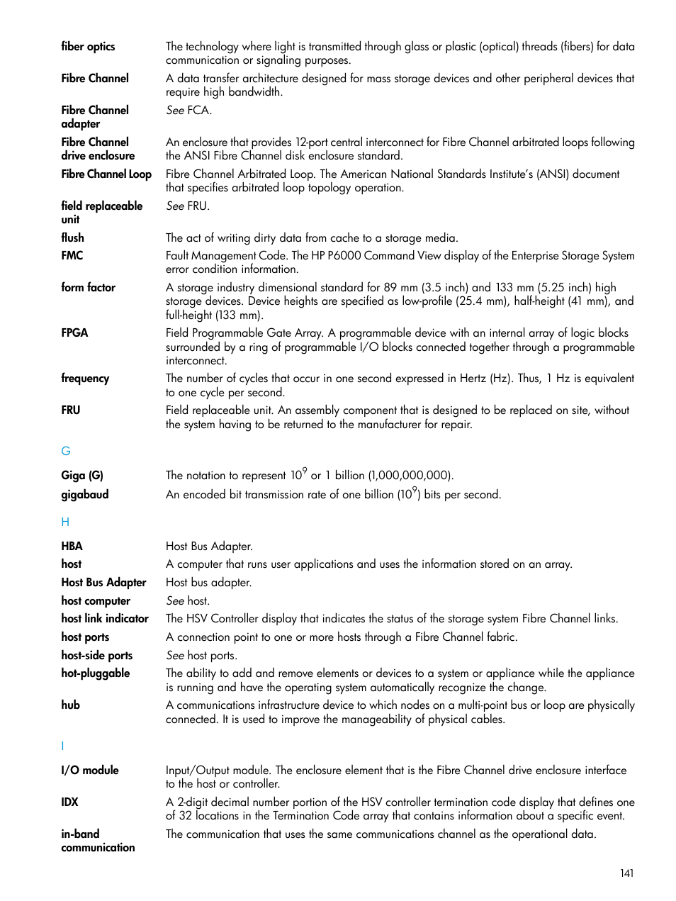 Hot-pluggable | HP 6400.8400 Enterprise Virtual Array User Manual | Page 141 / 150