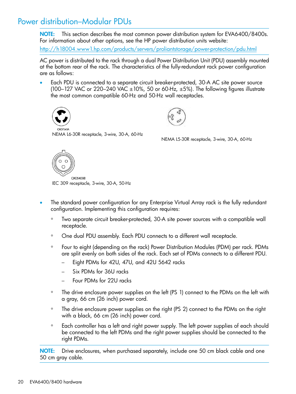 Power distribution–modular pdus | HP 6400.8400 Enterprise Virtual Array User Manual | Page 20 / 150