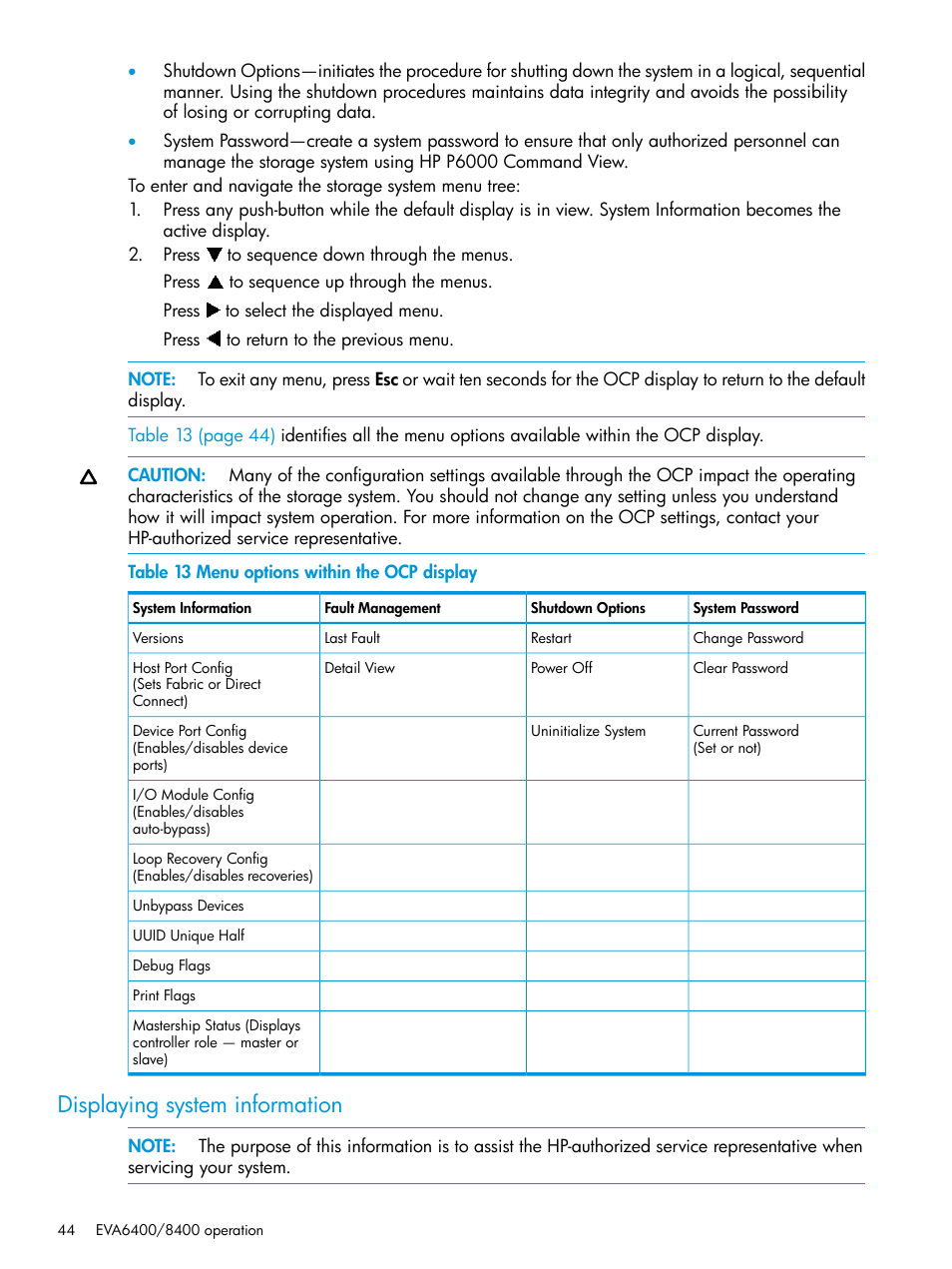Displaying system information | HP 6400.8400 Enterprise Virtual Array User Manual | Page 44 / 150