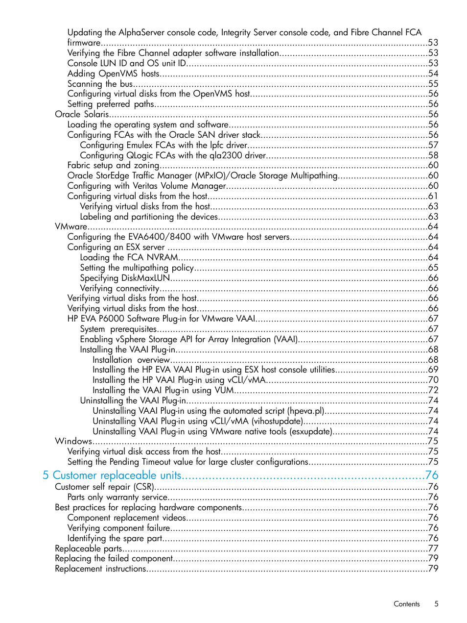 5 customer replaceable units | HP 6400.8400 Enterprise Virtual Array User Manual | Page 5 / 150