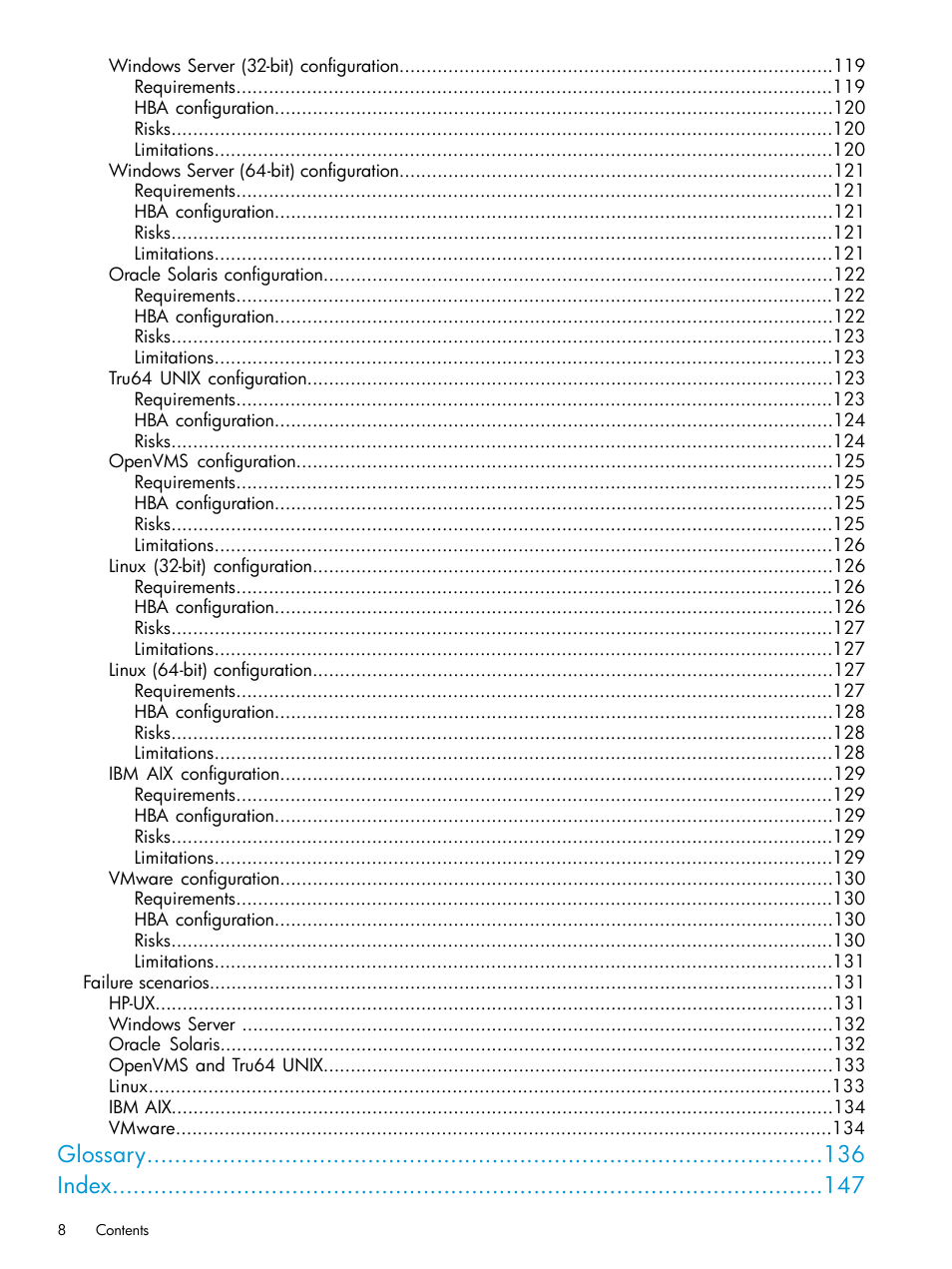 Glossary index | HP 6400.8400 Enterprise Virtual Array User Manual | Page 8 / 150