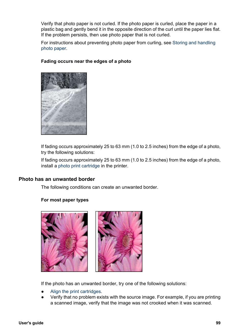 Photo has an unwanted border, Guidelines | HP Deskjet 6943 Printer User Manual | Page 101 / 132