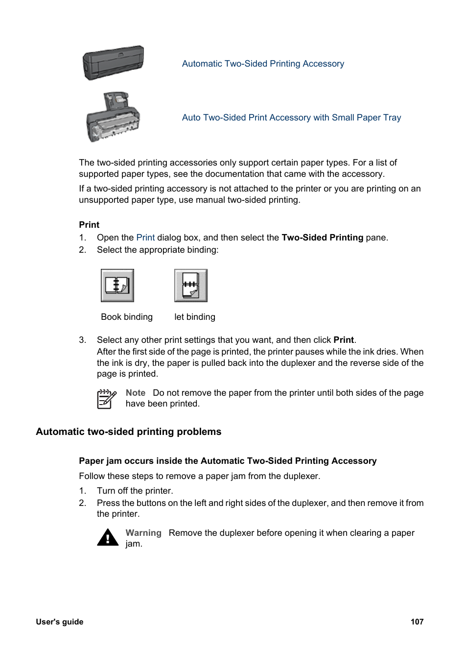 Automatic two-sided printing problems | HP Deskjet 6943 Printer User Manual | Page 109 / 132