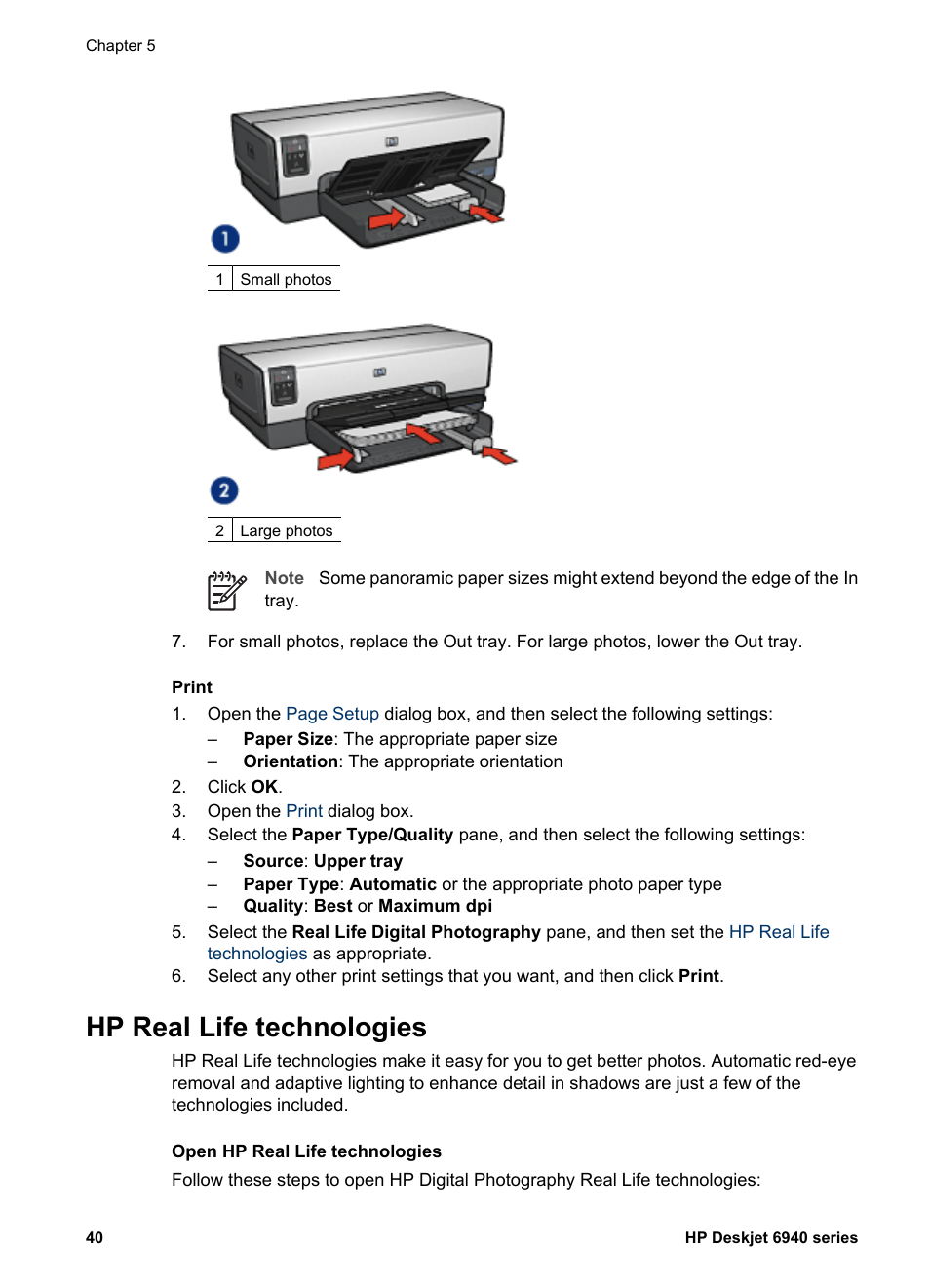 Hp real life technologies | HP Deskjet 6943 Printer User Manual | Page 42 / 132