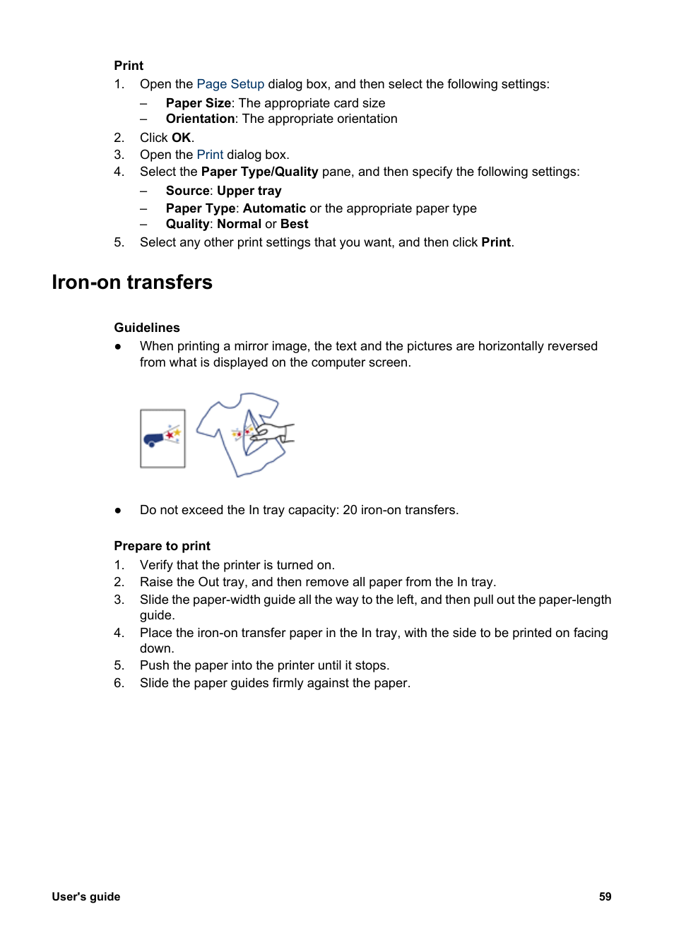 Iron-on transfers | HP Deskjet 6943 Printer User Manual | Page 61 / 132