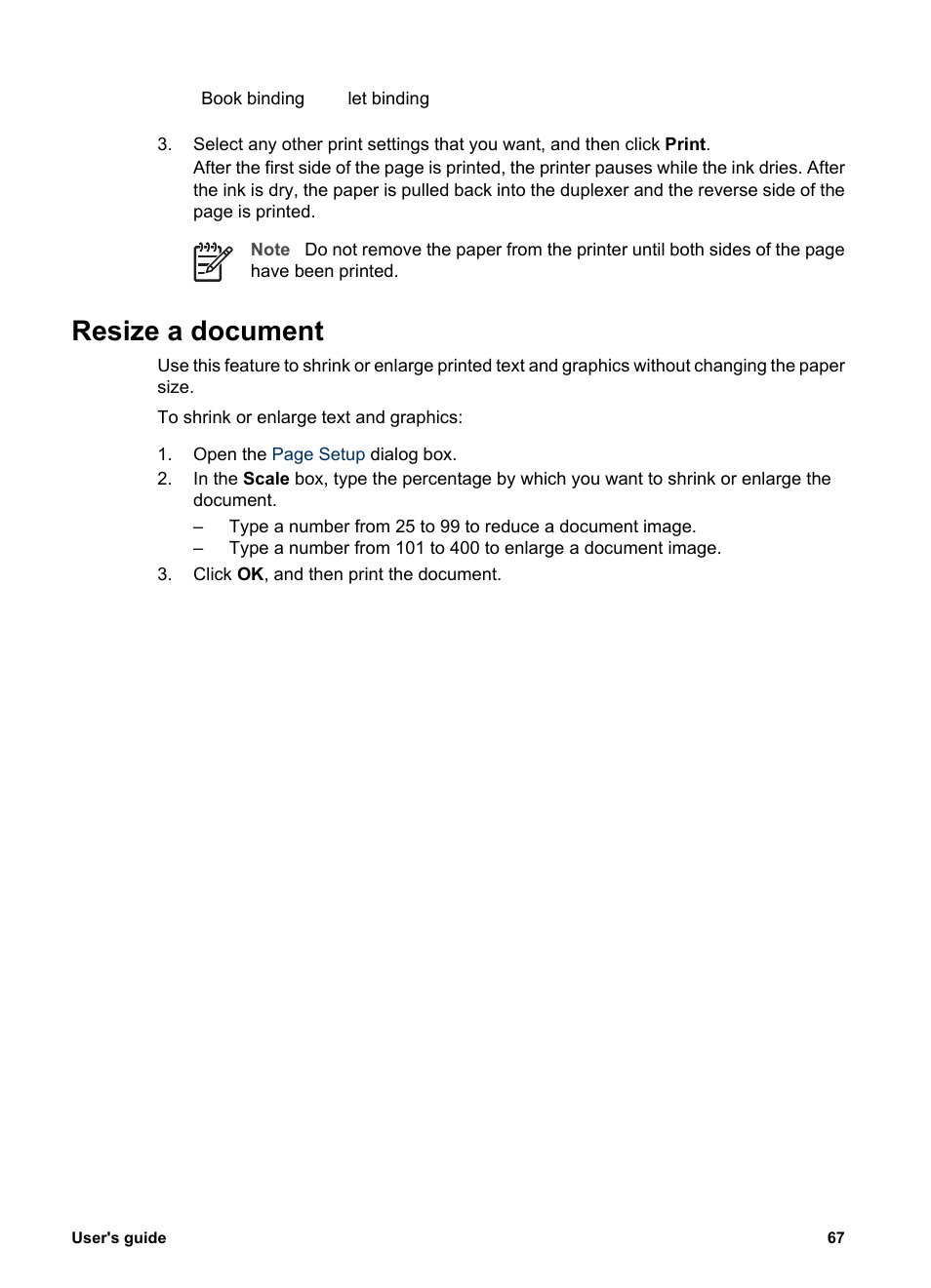 Resize a document, Resize | HP Deskjet 6943 Printer User Manual | Page 69 / 132