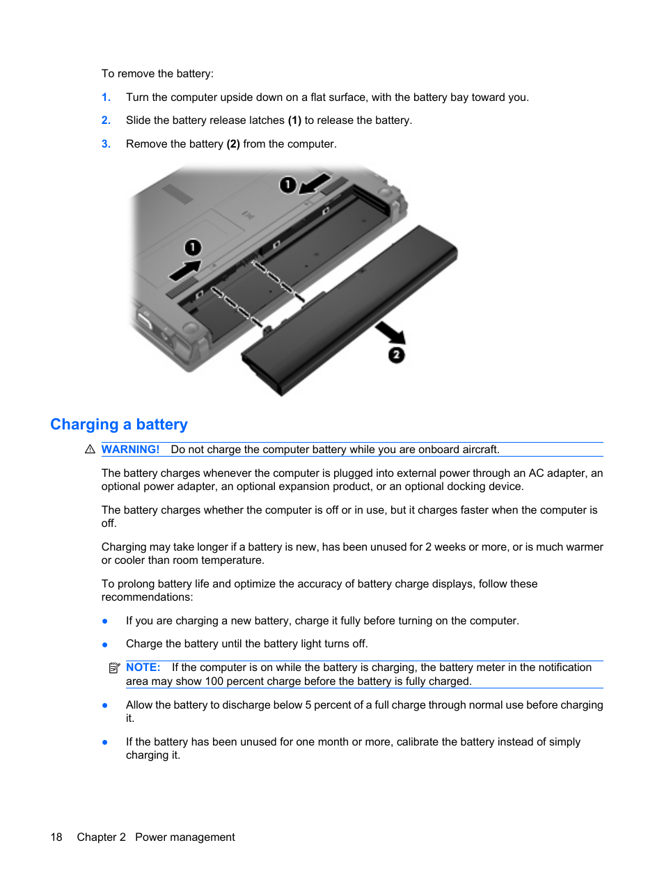 Charging a battery | HP Mini 5101 User Manual | Page 28 / 116