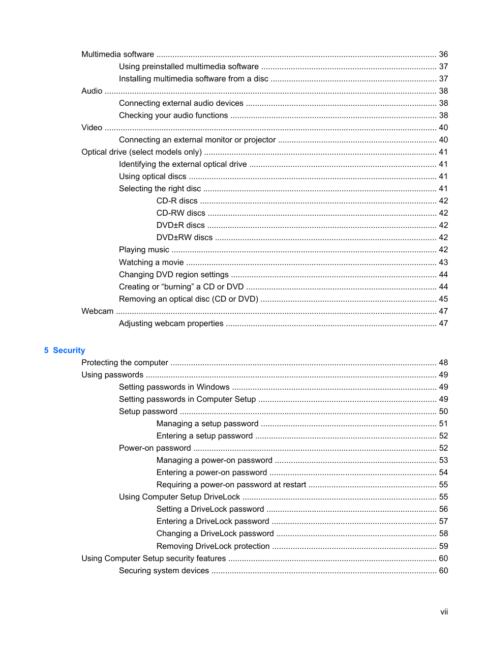 HP Mini 5101 User Manual | Page 7 / 116