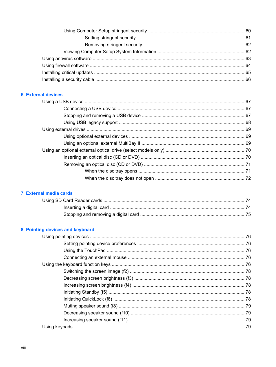 HP Mini 5101 User Manual | Page 8 / 116