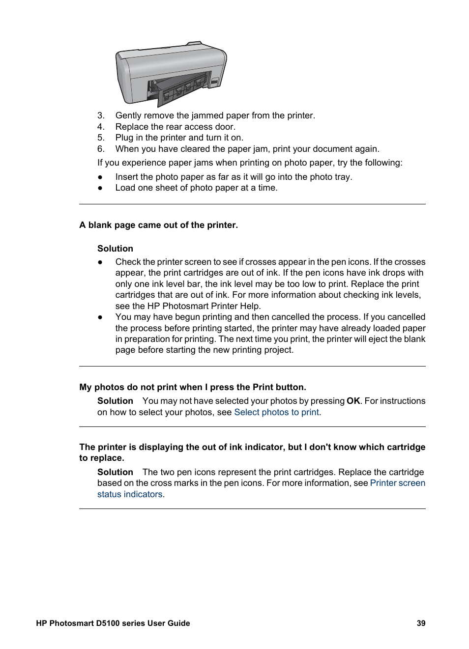 HP Photosmart D5160 Printer User Manual | Page 42 / 59