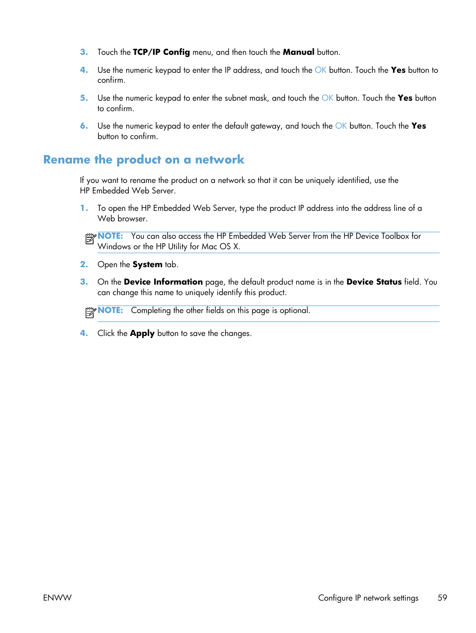 Rename the product on a network | HP LaserJet Pro 200 color Printer M251nw User Manual | Page 71 / 146