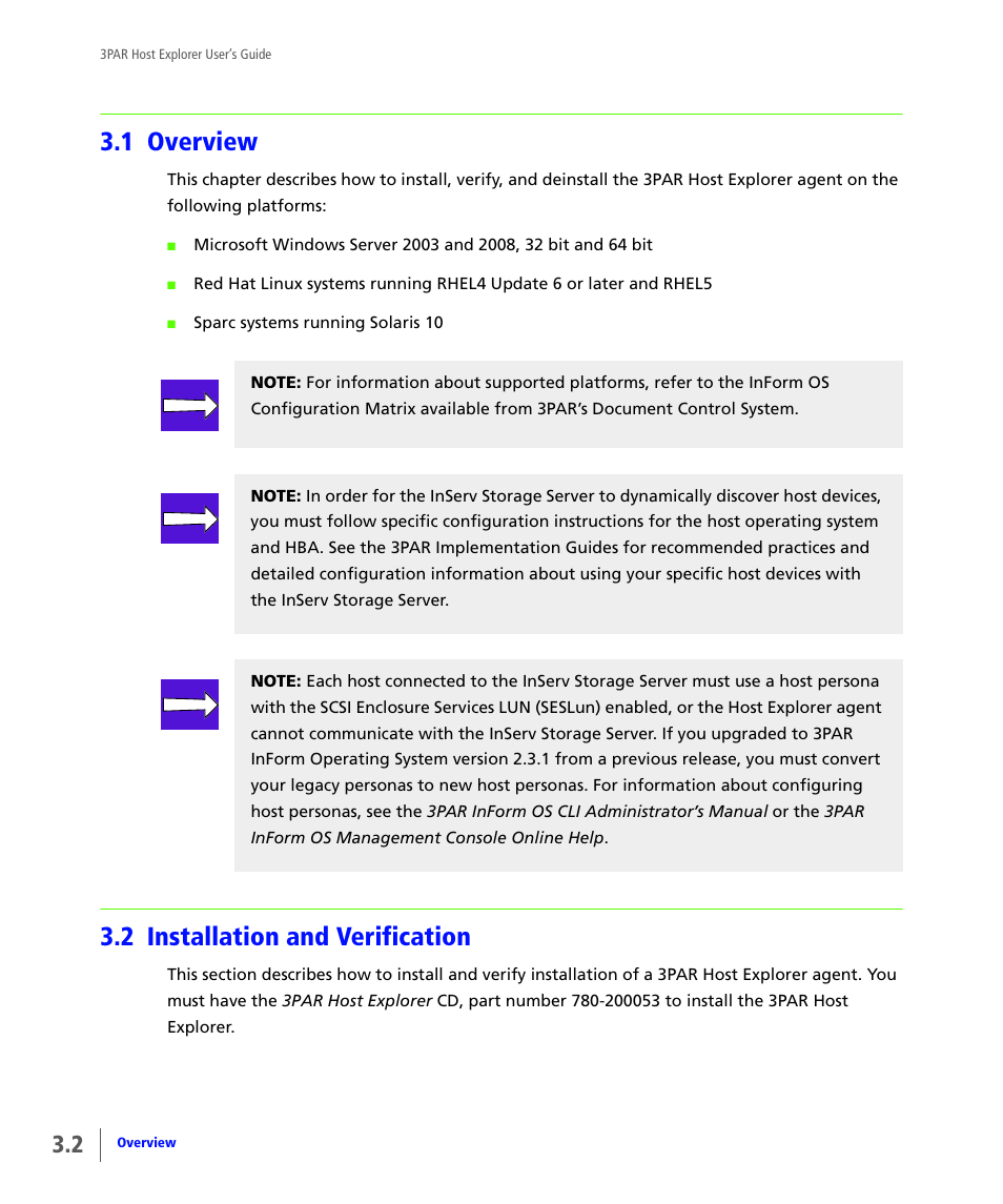 1 overview, 2 installation and verification, Overview | Installation and verification | HP 3PAR Host Explorer Software User Manual | Page 12 / 28