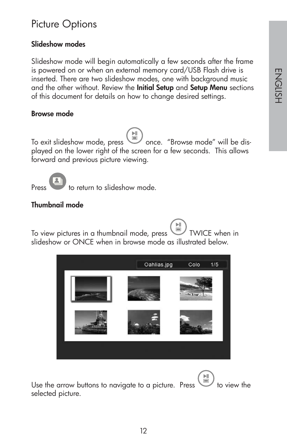 Picture options | HP df810 Digital Picture Frame User Manual | Page 13 / 96