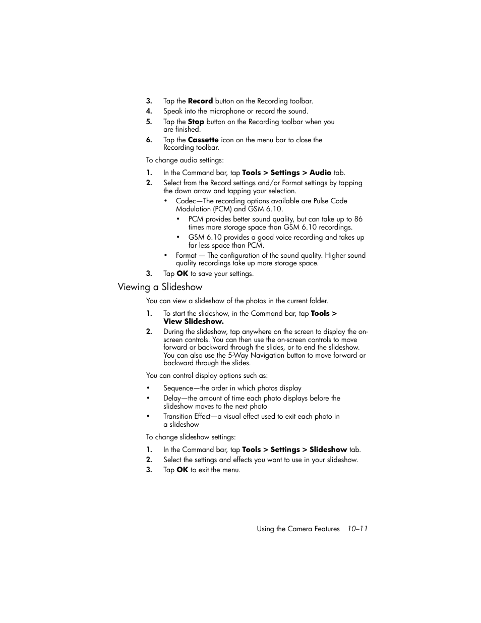 Viewing a slideshow, Viewing a slideshow –11 | HP iPAQ hw6500 Unlocked Mobile Messenger series User Manual | Page 114 / 170