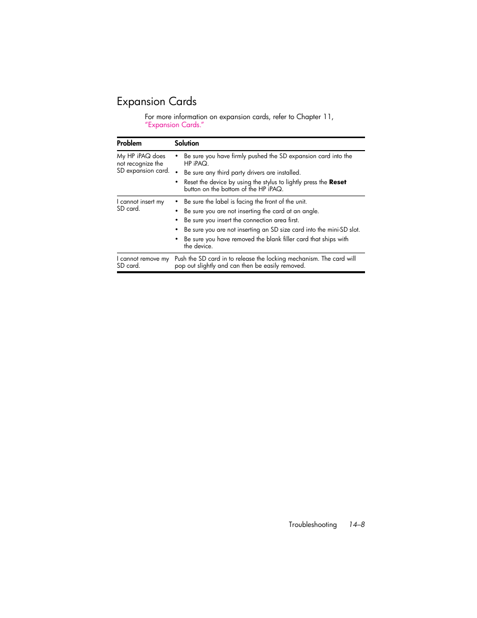 Expansion cards, Expansion cards –8 | HP iPAQ hw6500 Unlocked Mobile Messenger series User Manual | Page 151 / 170