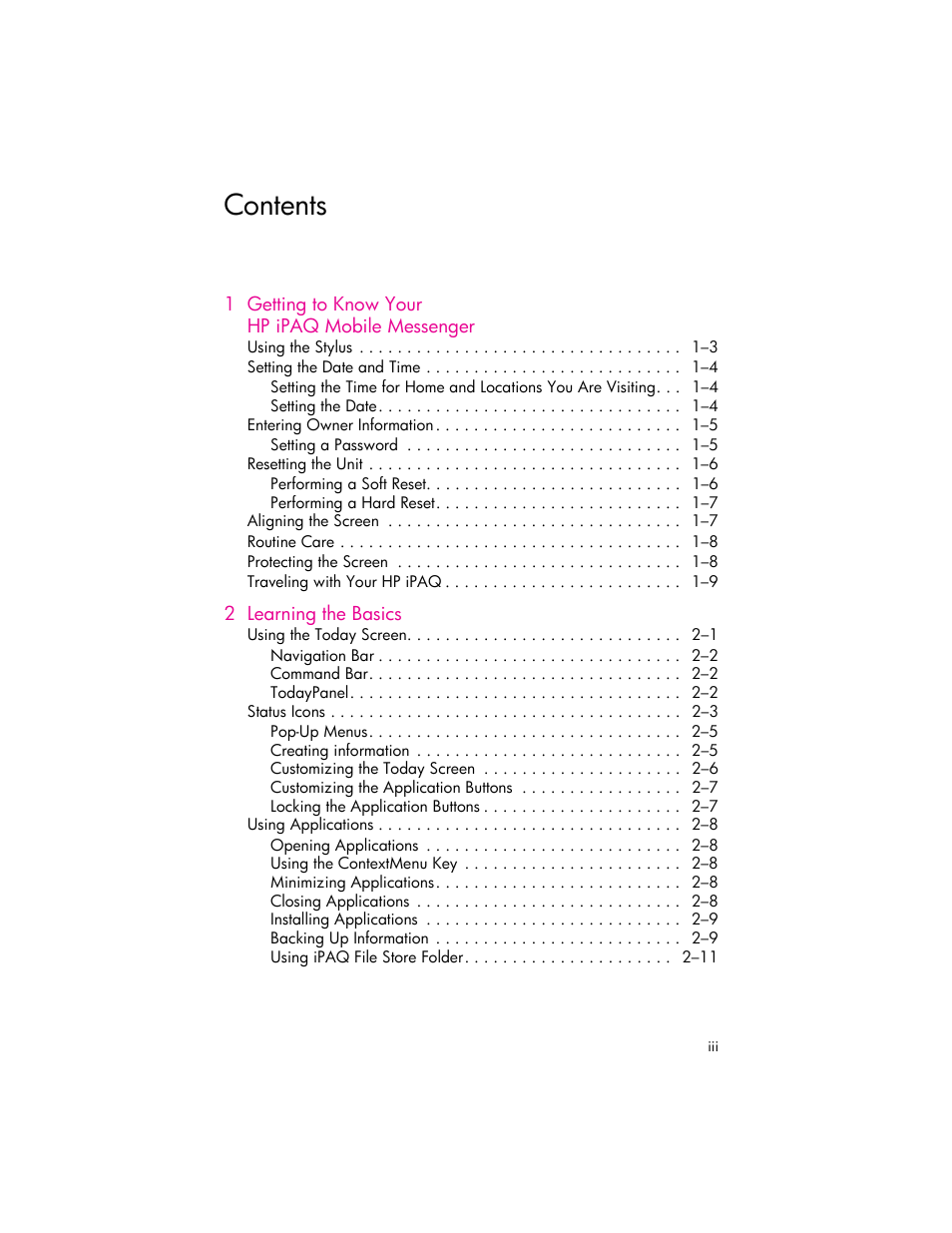 HP iPAQ hw6500 Unlocked Mobile Messenger series User Manual | Page 3 / 170