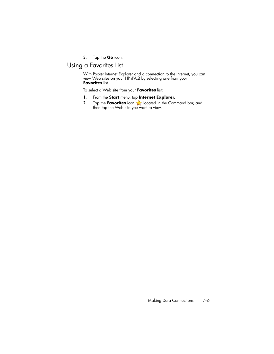 Using a favorites list, Using a favorites list –6 | HP iPAQ hw6500 Unlocked Mobile Messenger series User Manual | Page 81 / 170