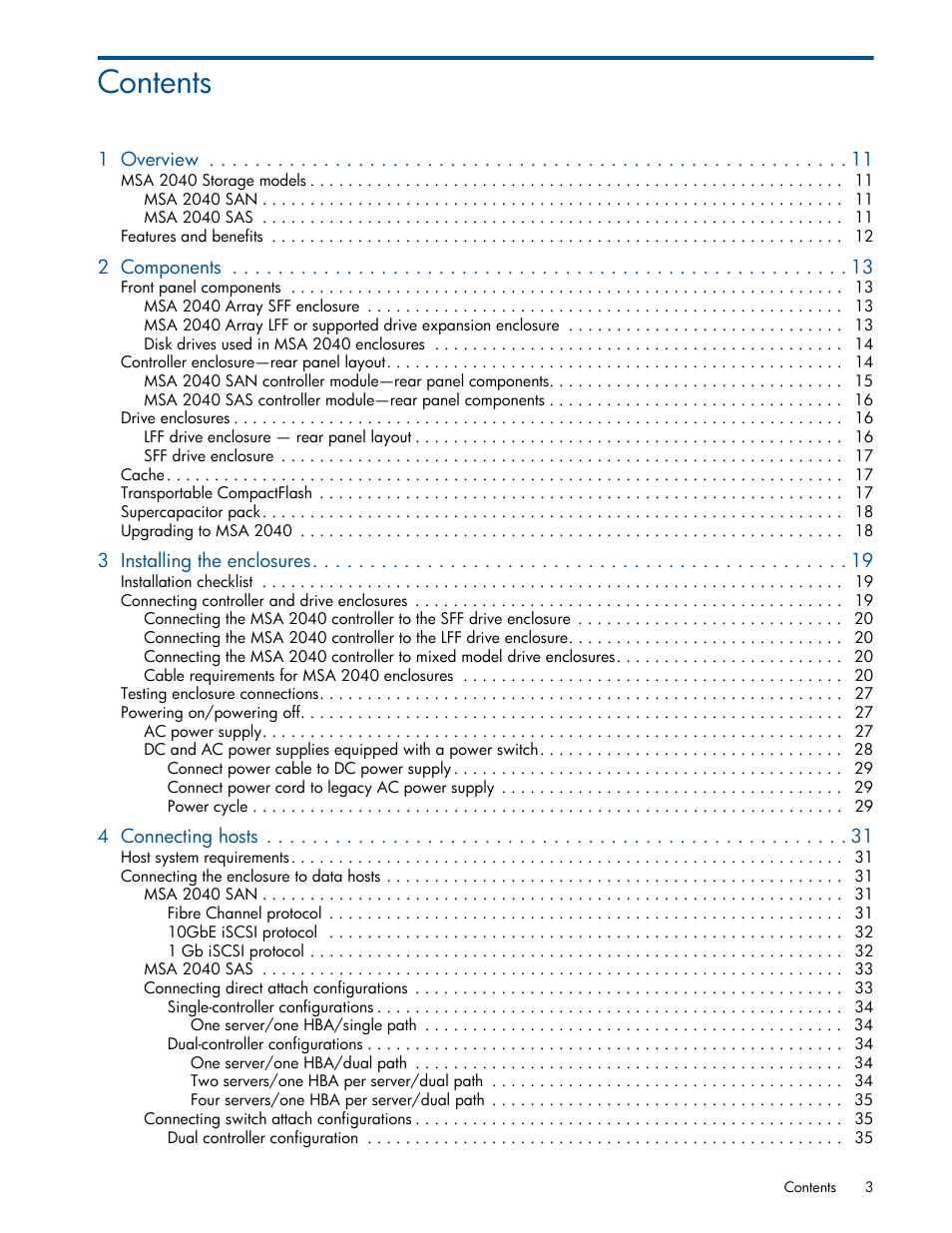 HP MSA 2040 SAN Storage User Manual | Page 3 / 94