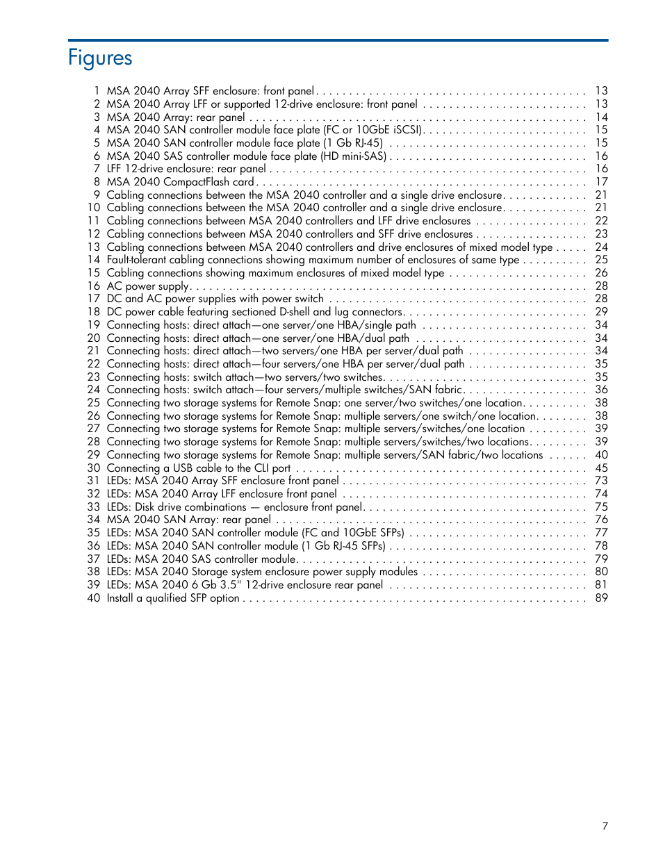 Figures | HP MSA 2040 SAN Storage User Manual | Page 7 / 94