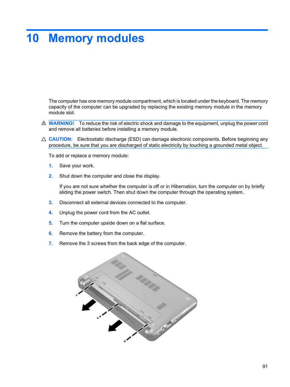 Memory modules, 10 memory modules | HP Mini 2140 Notebook-PC User Manual | Page 101 / 113