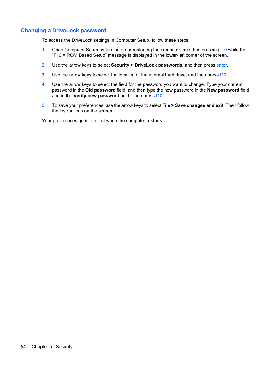 Changing a drivelock password | HP Mini 2140 Notebook-PC User Manual | Page 64 / 113