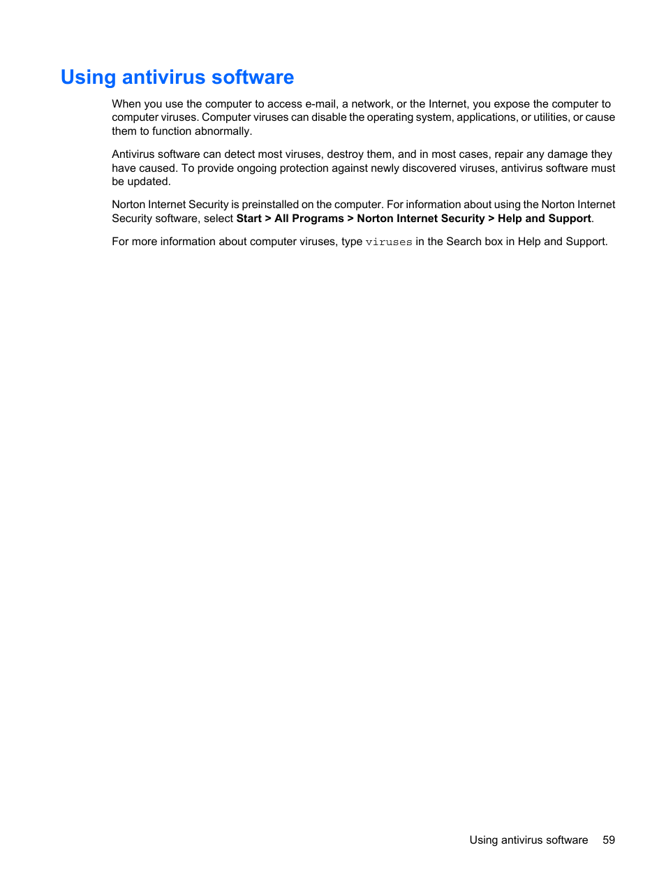 Using antivirus software | HP Mini 2140 Notebook-PC User Manual | Page 69 / 113