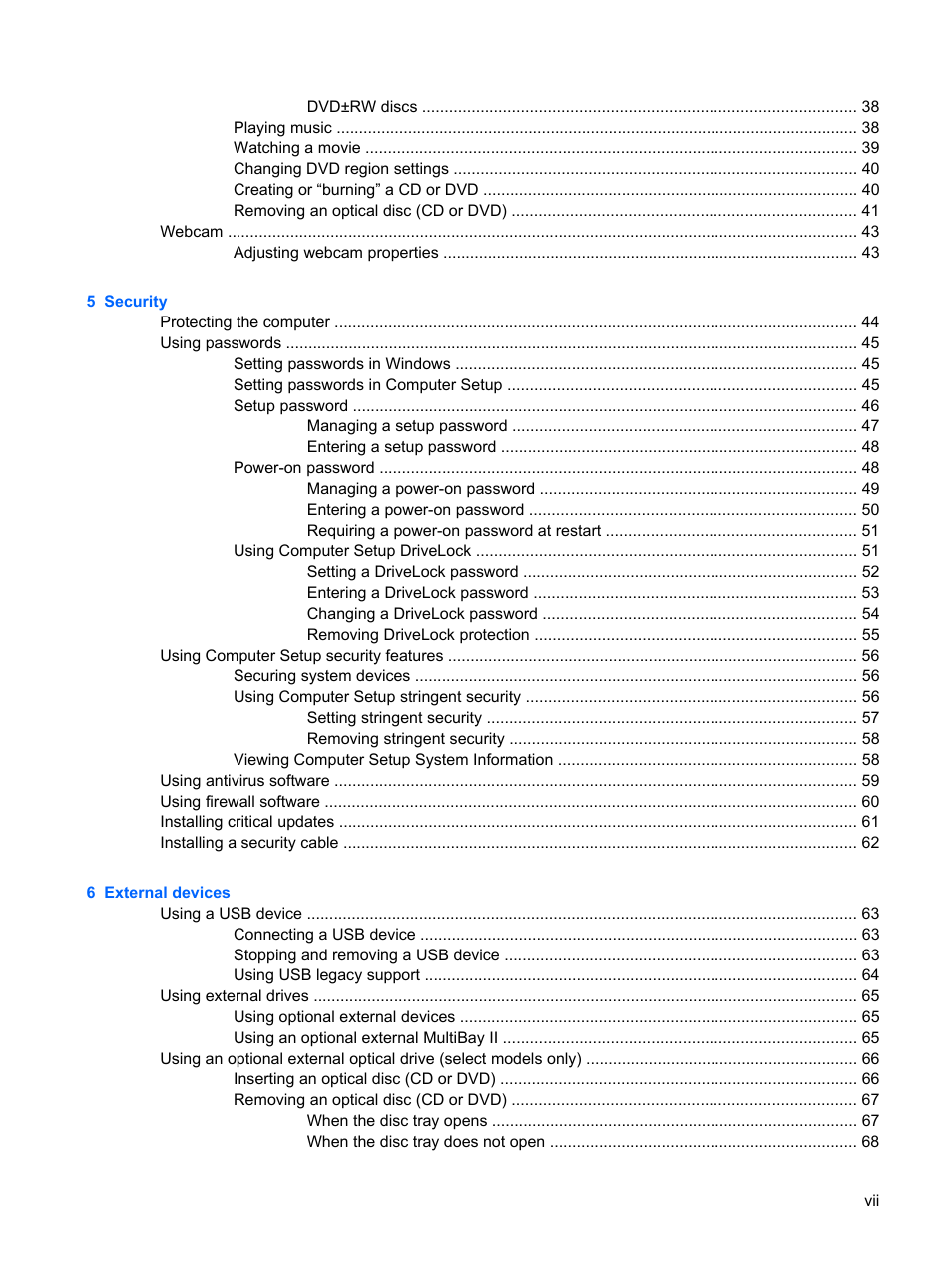 HP Mini 2140 Notebook-PC User Manual | Page 7 / 113