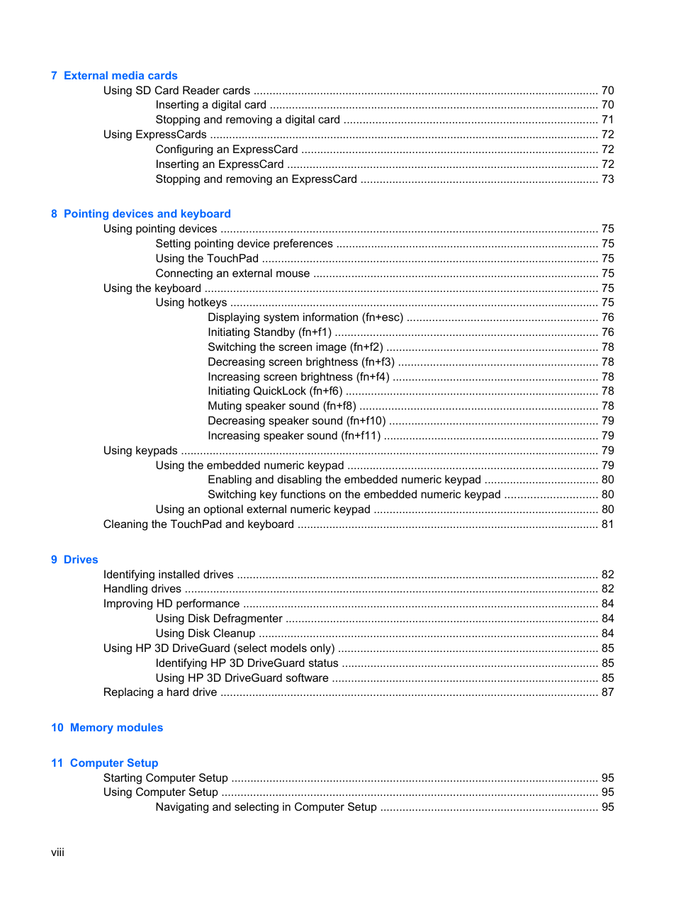 HP Mini 2140 Notebook-PC User Manual | Page 8 / 113