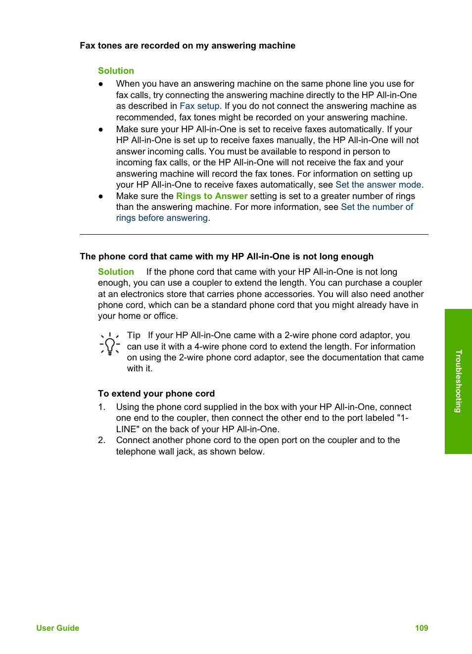 Short, see, Enough, Is too short, see | The phone cord, That came with my hp all-in-one is not long enough | HP Officejet 5605 All-in-One Printer User Manual | Page 112 / 142