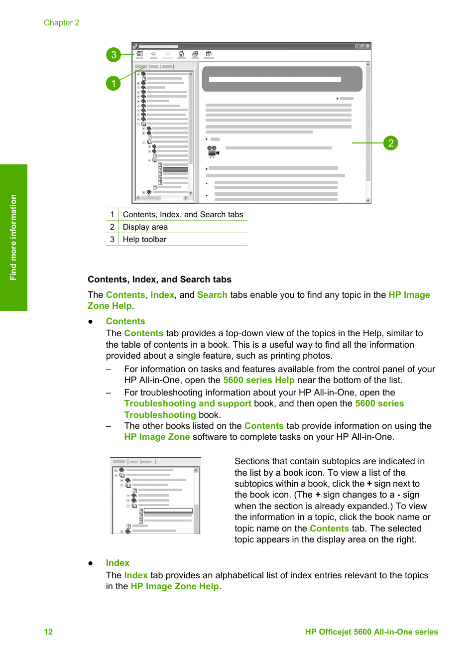 Contents, index, and search tabs | HP Officejet 5605 All-in-One Printer User Manual | Page 15 / 142