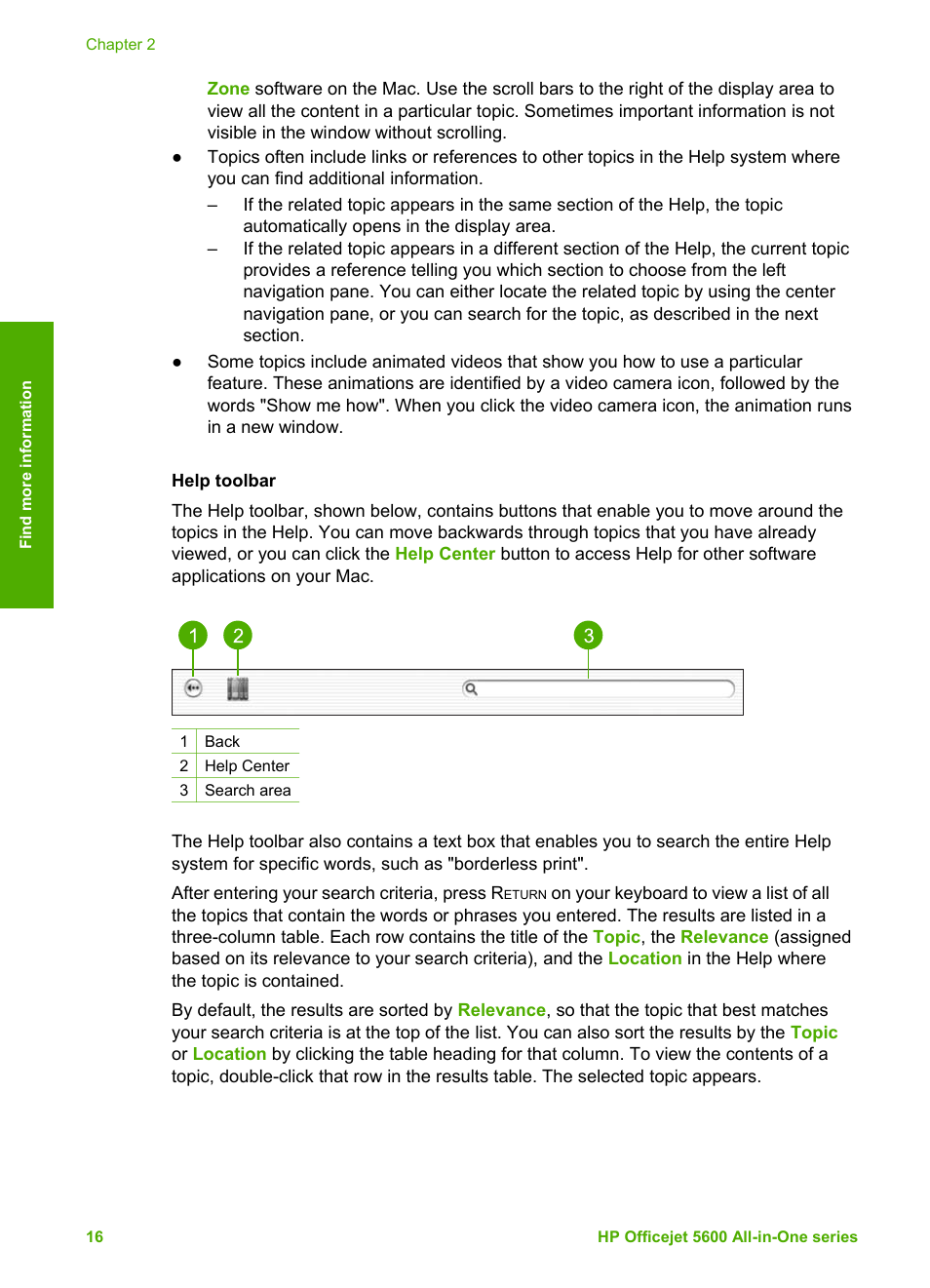 Help toolbar | HP Officejet 5605 All-in-One Printer User Manual | Page 19 / 142