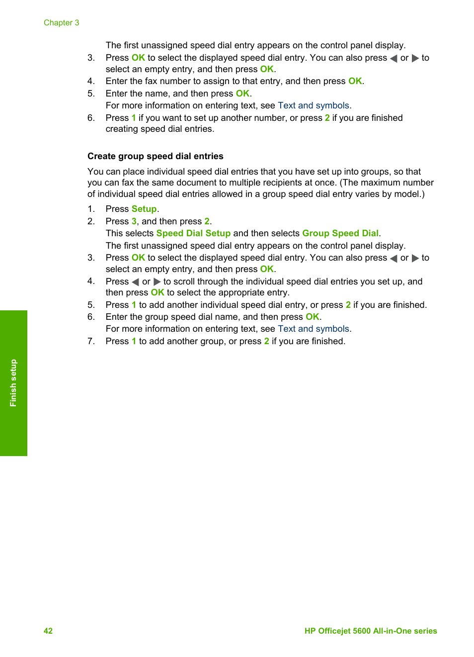 Create group speed dial entries | HP Officejet 5605 All-in-One Printer User Manual | Page 45 / 142