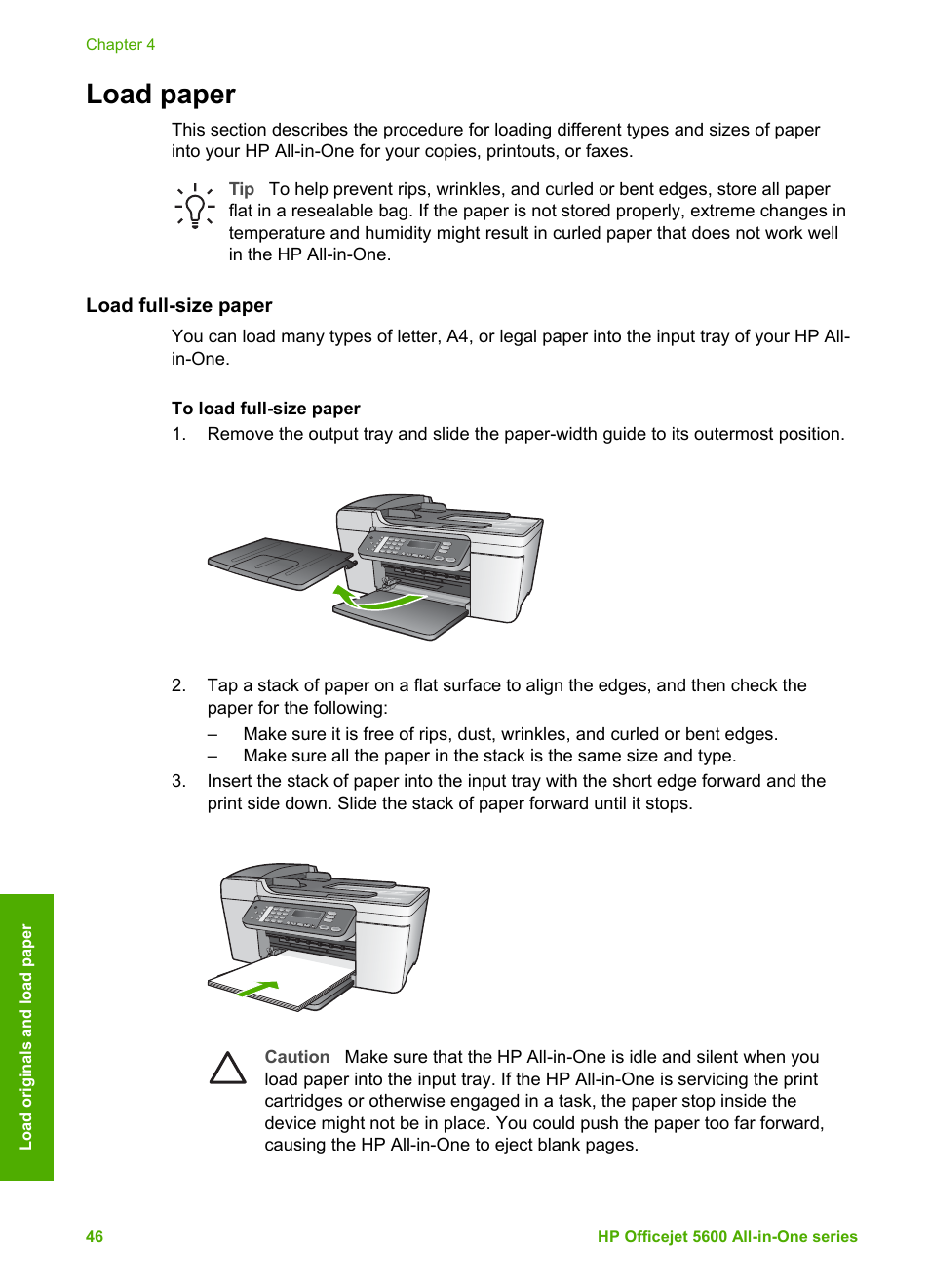 Load paper, Load full-size paper | HP Officejet 5605 All-in-One Printer User Manual | Page 49 / 142