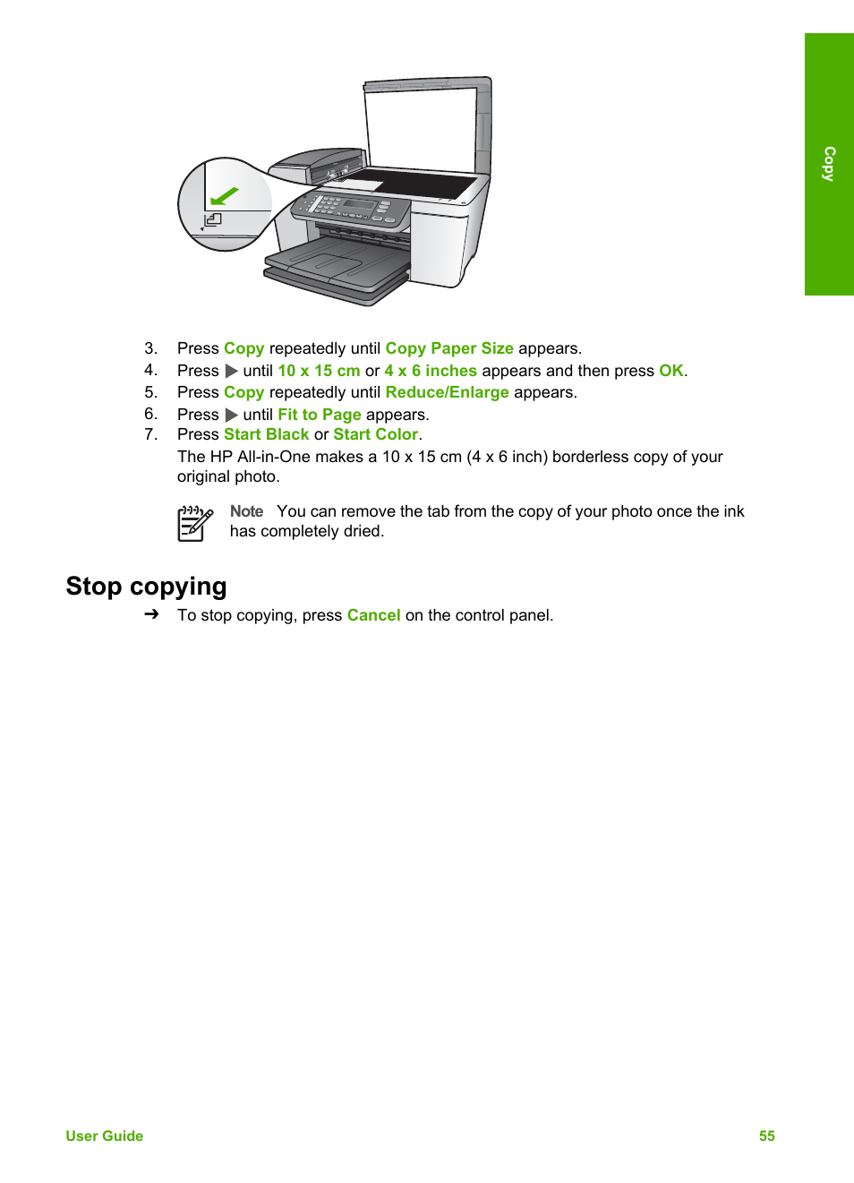 Stop copying | HP Officejet 5605 All-in-One Printer User Manual | Page 58 / 142