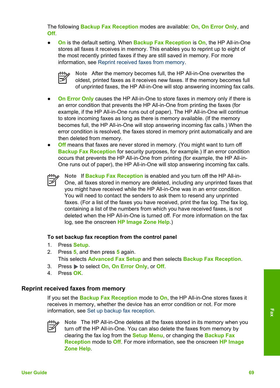 Reprint received faxes from memory | HP Officejet 5605 All-in-One Printer User Manual | Page 72 / 142