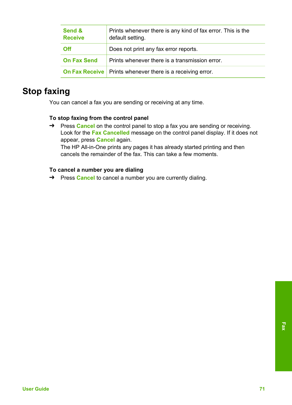 Stop faxing | HP Officejet 5605 All-in-One Printer User Manual | Page 74 / 142