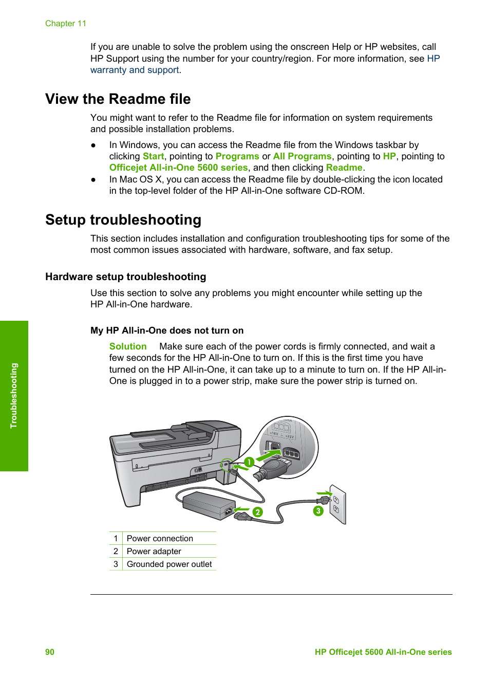 View the readme file, Setup troubleshooting, Hardware setup troubleshooting | View the readme file setup troubleshooting | HP Officejet 5605 All-in-One Printer User Manual | Page 93 / 142