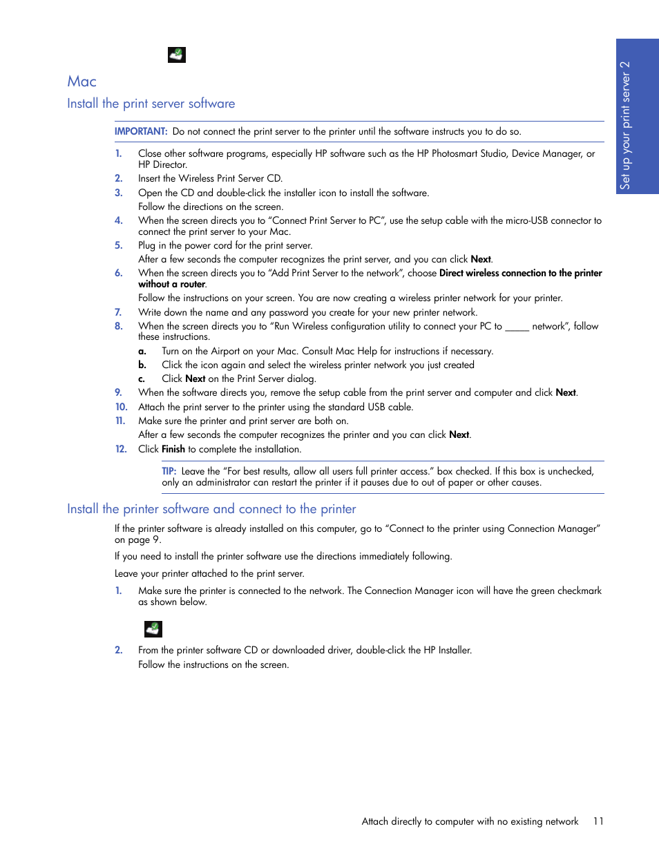 Install the print server software | HP 2101nw Wireless G Print Server User Manual | Page 11 / 26