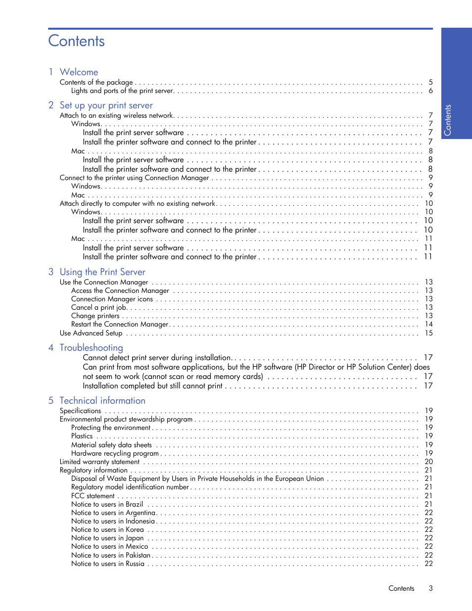 HP 2101nw Wireless G Print Server User Manual | Page 3 / 26