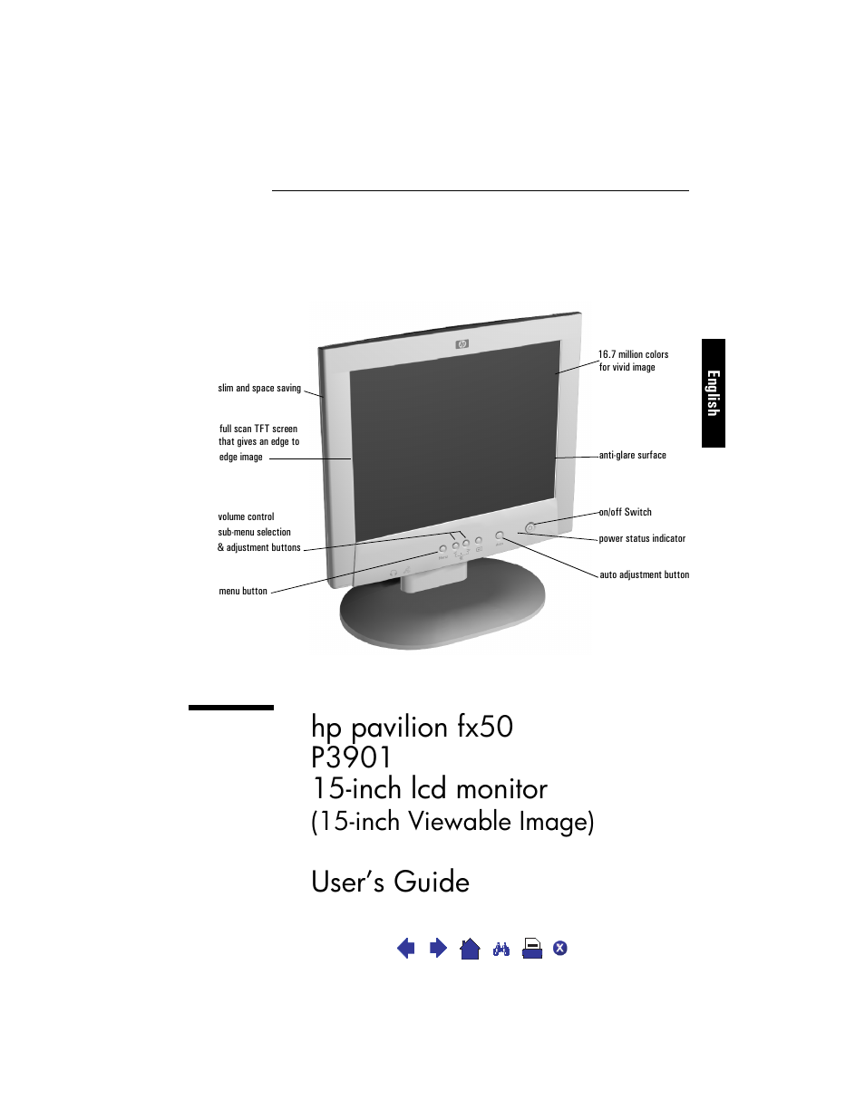 User’s guide, Inch viewable image) | HP Pavilion fx50 15 inch Flat Panel Monitor User Manual | Page 3 / 31