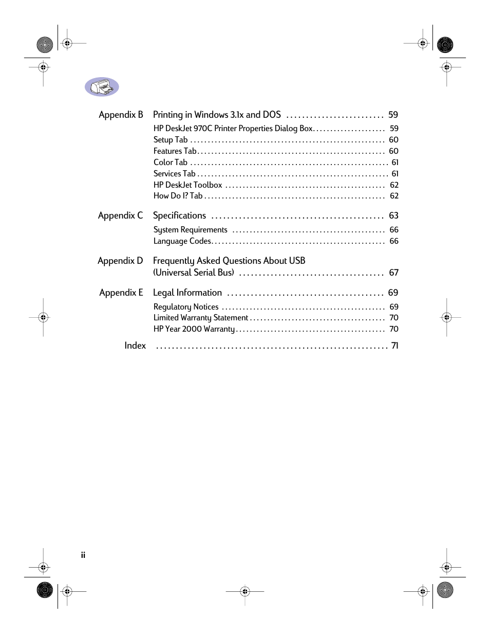 HP Deskjet 970cxi Printer User Manual | Page 5 / 82