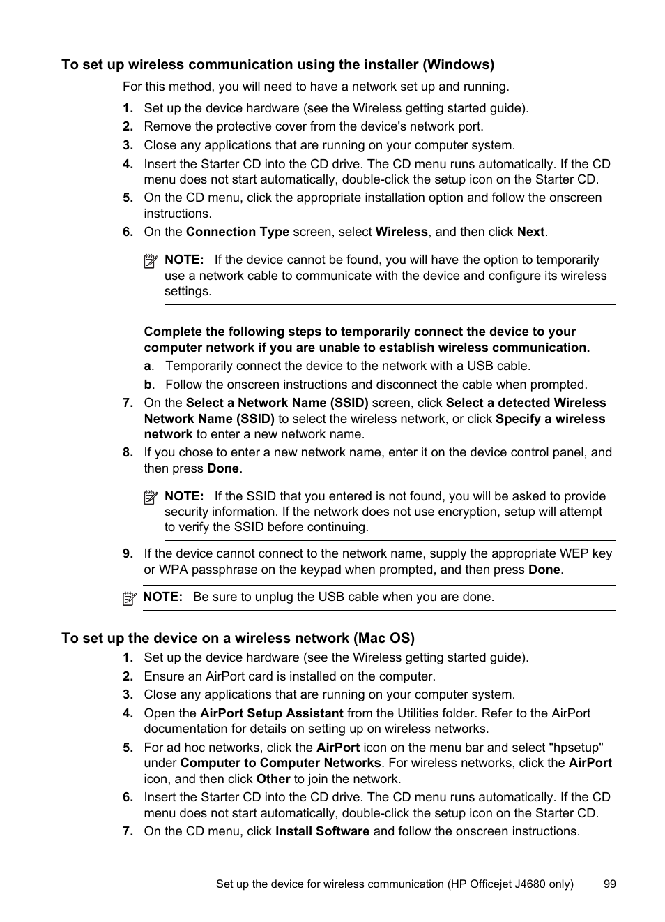 To set up the device on, A wireless network (mac os), To set up wireless | Communication using the installer (windows) | HP Officejet J4680 User Manual | Page 103 / 196