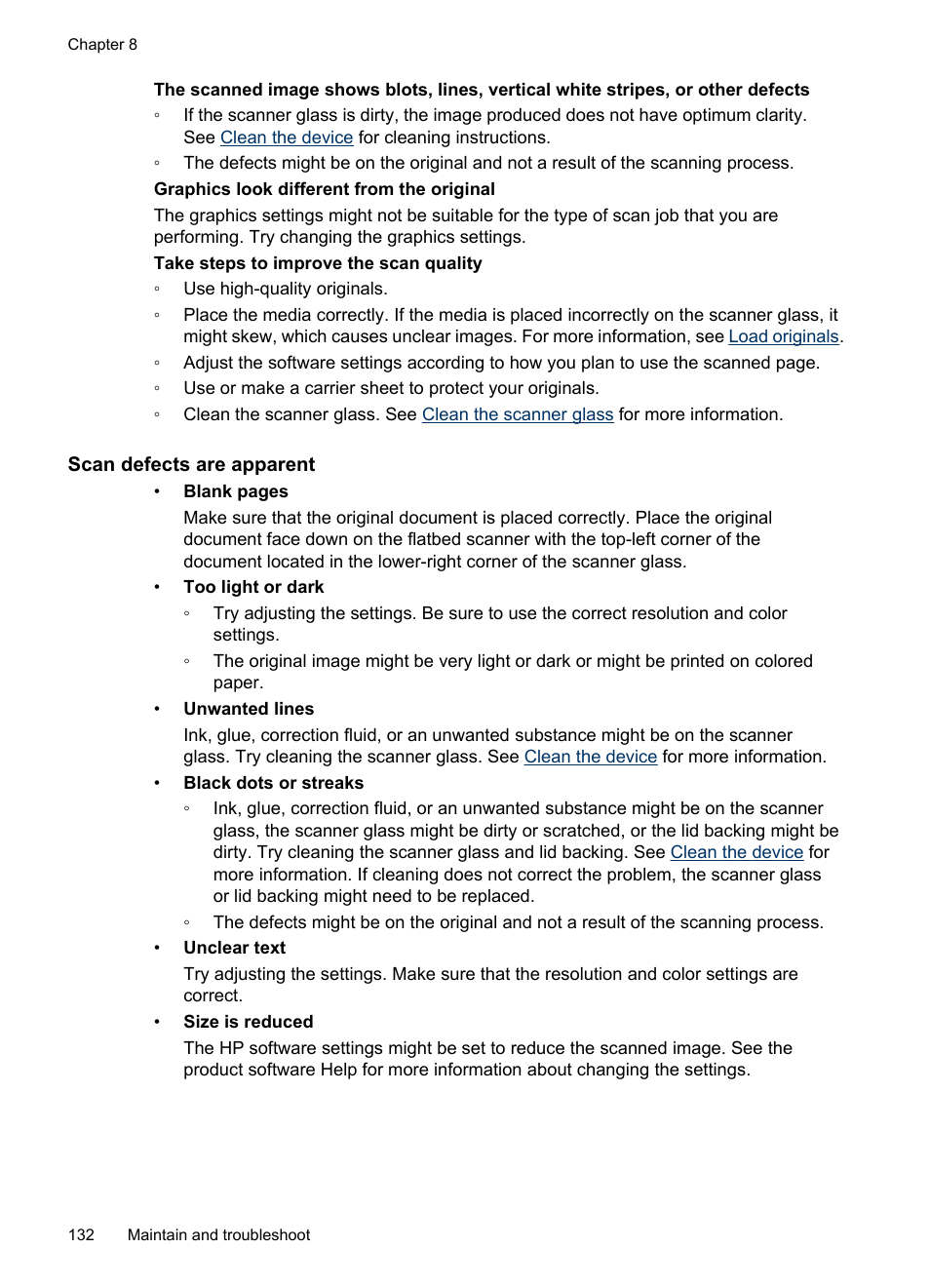 Scan defects are apparent | HP Officejet J4680 User Manual | Page 136 / 196