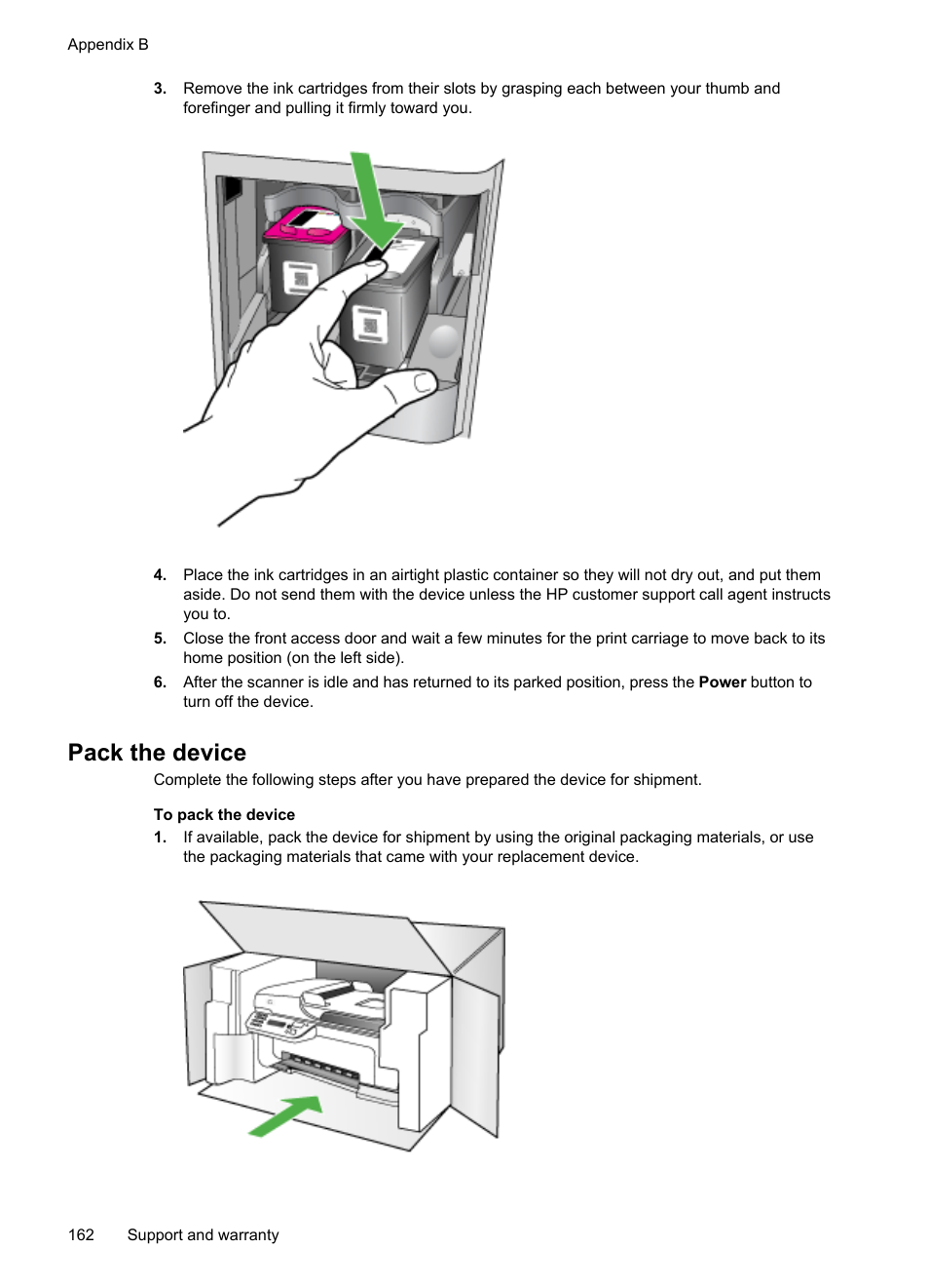 Pack the device | HP Officejet J4680 User Manual | Page 166 / 196