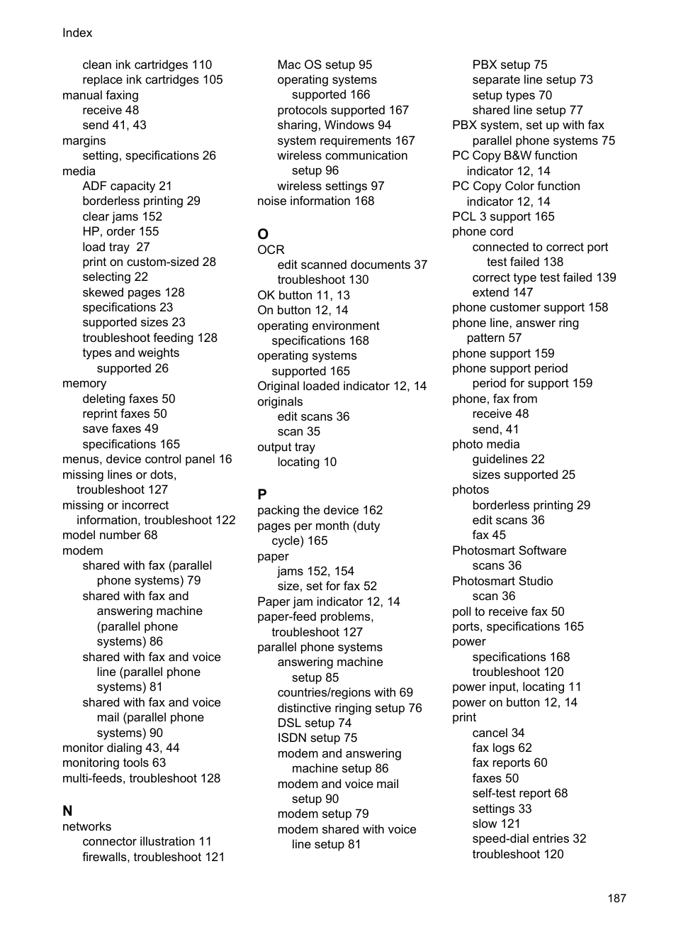 HP Officejet J4680 User Manual | Page 191 / 196