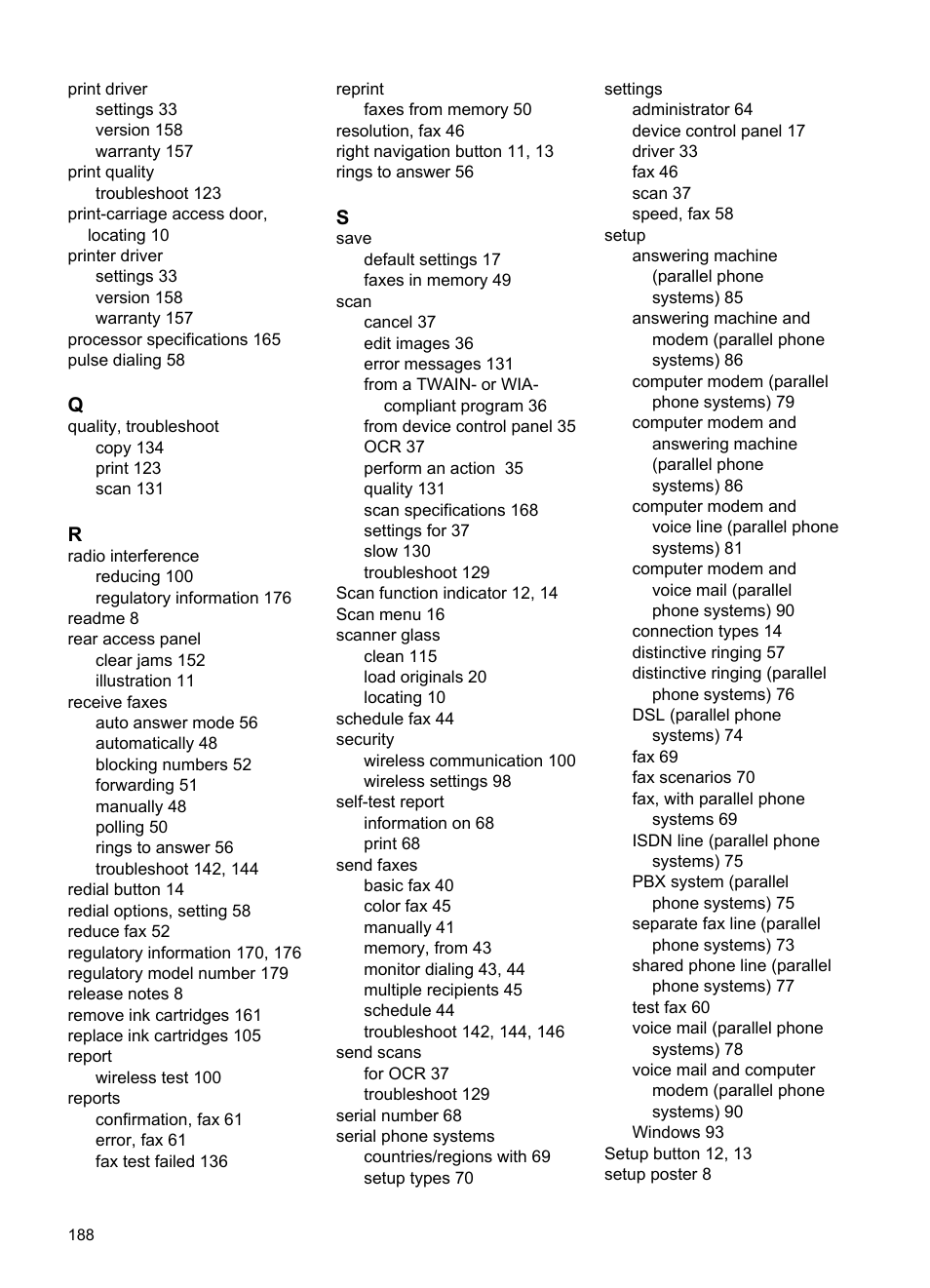 HP Officejet J4680 User Manual | Page 192 / 196