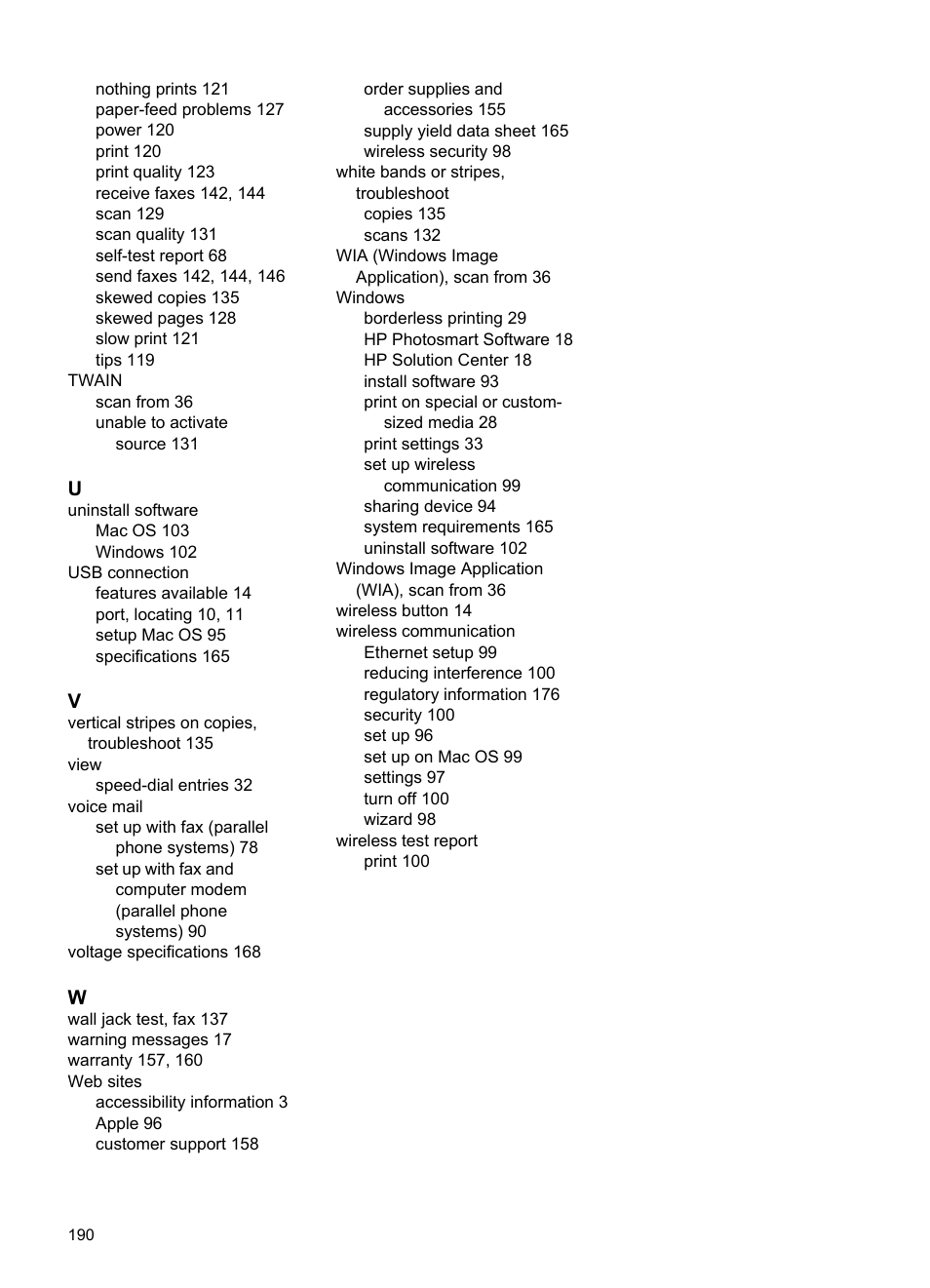 HP Officejet J4680 User Manual | Page 194 / 196