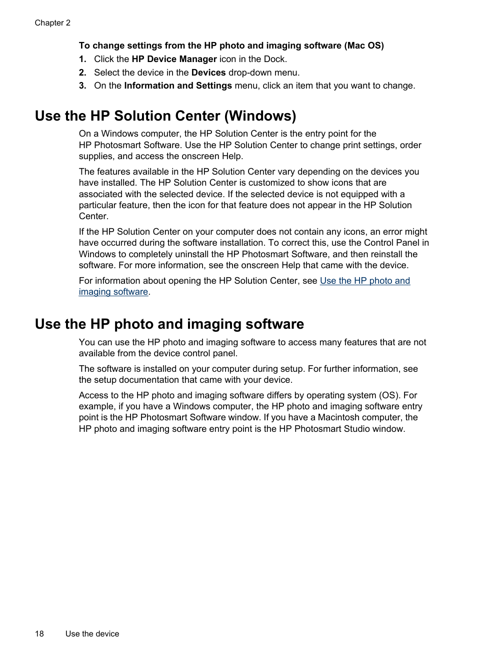 Use the hp solution center (windows), Use the hp photo and imaging software | HP Officejet J4680 User Manual | Page 22 / 196