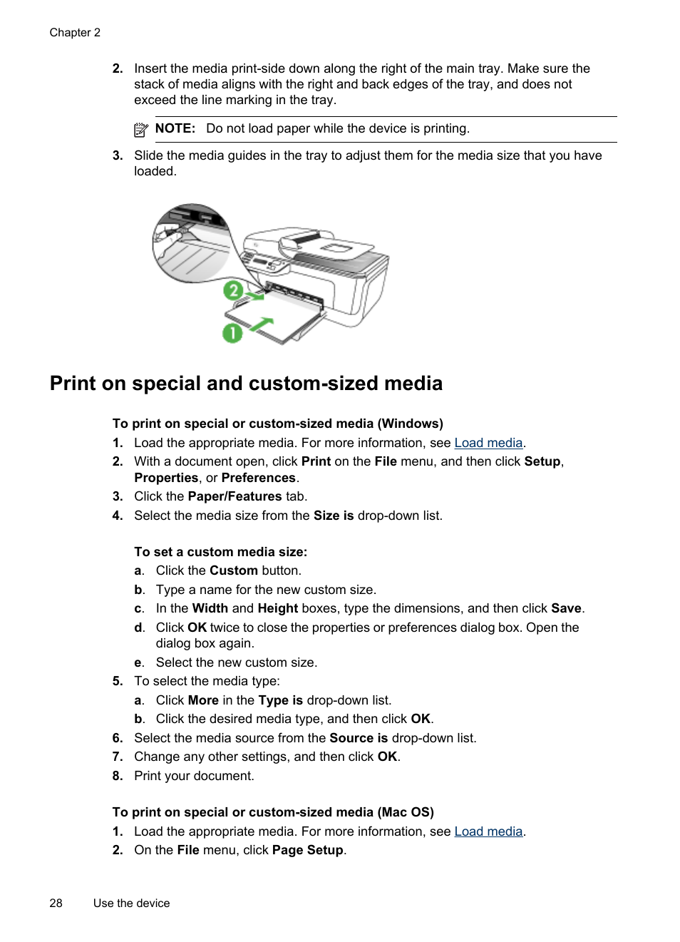 Print on special and custom-sized media | HP Officejet J4680 User Manual | Page 32 / 196