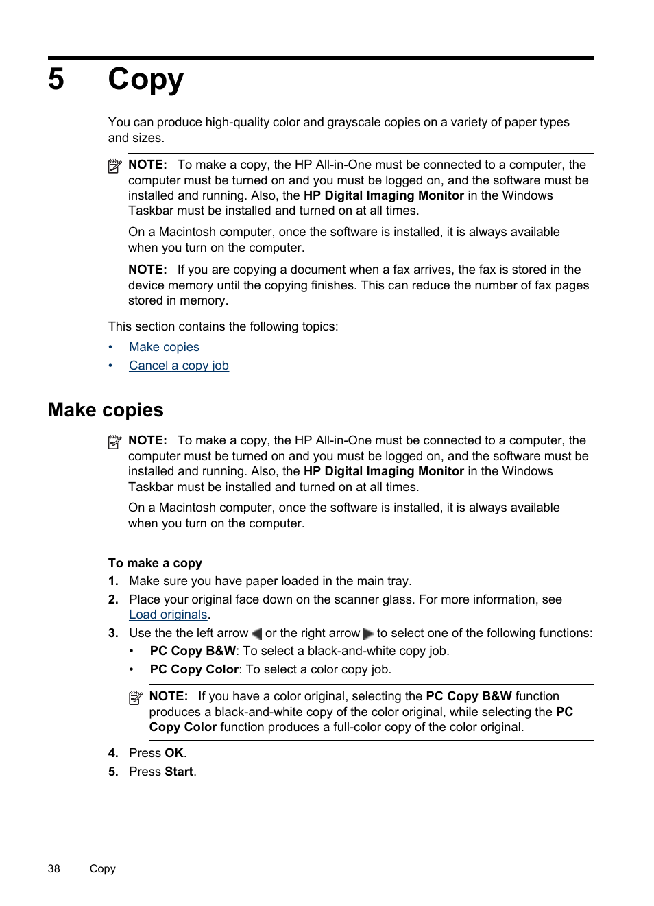 Copy, Make copies, 5 copy | 5copy | HP Officejet J4680 User Manual | Page 42 / 196